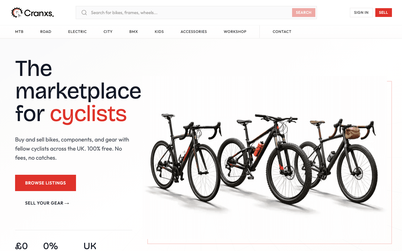 Screenshot of the Cranxs website